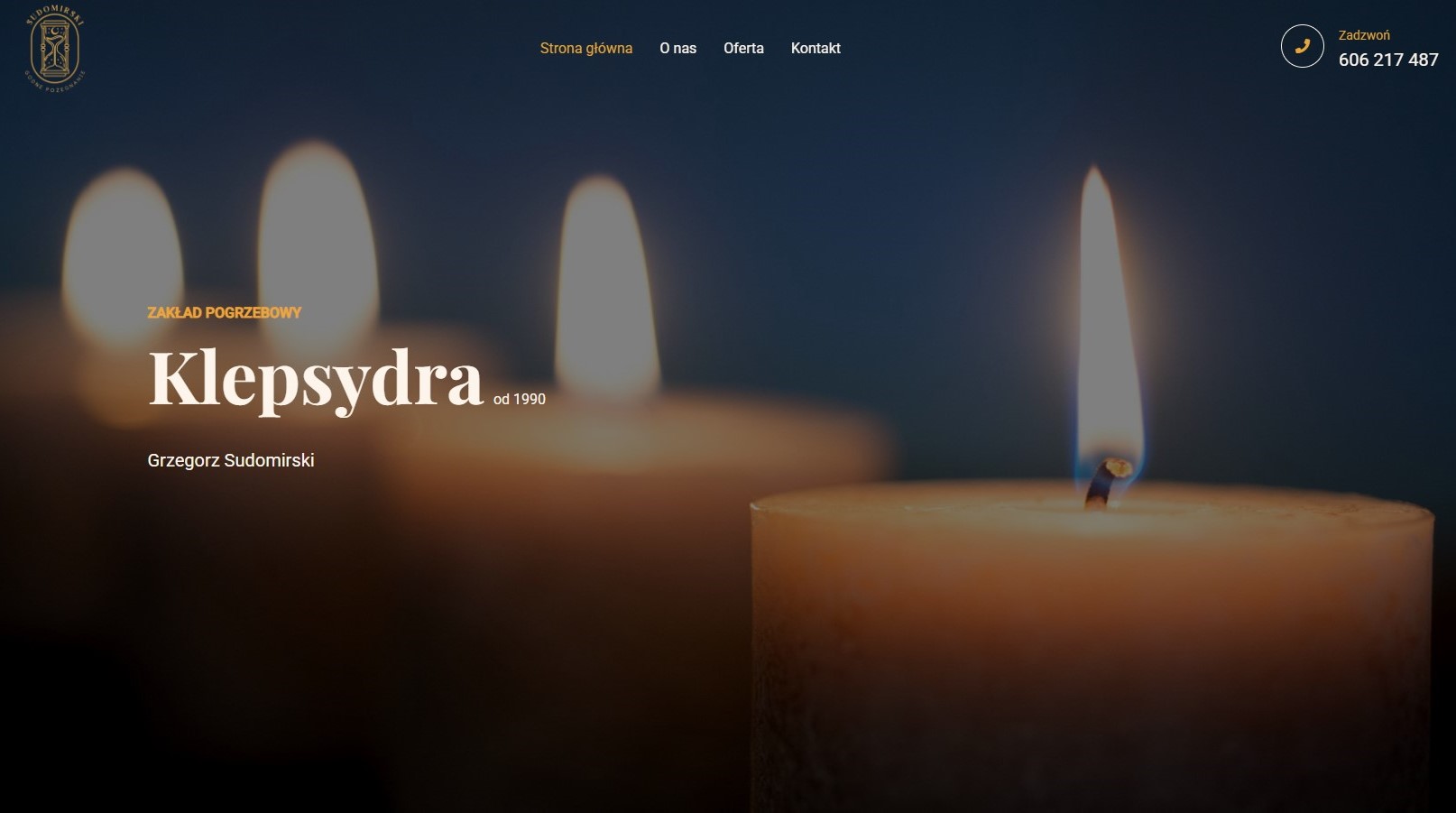 Strona internetowa Klepsydra Sudomirski — realizacja Kodozaur